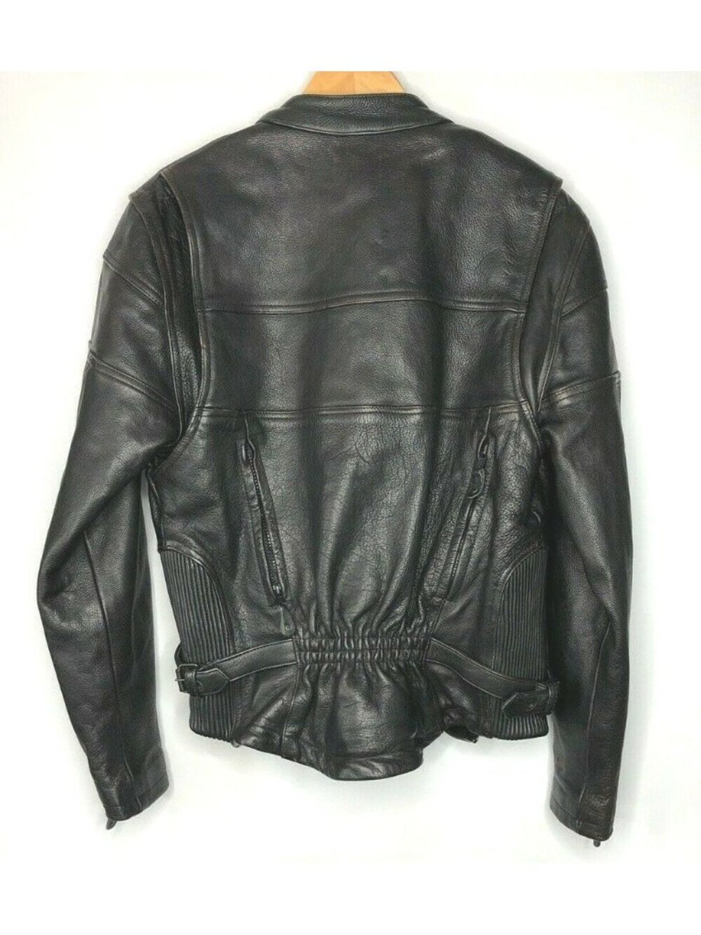 UNIK Ultra Heavy LEATHER Motorcycle Zip Buckle Lined Jacket Womens Size S Black - Picture 2 of 12